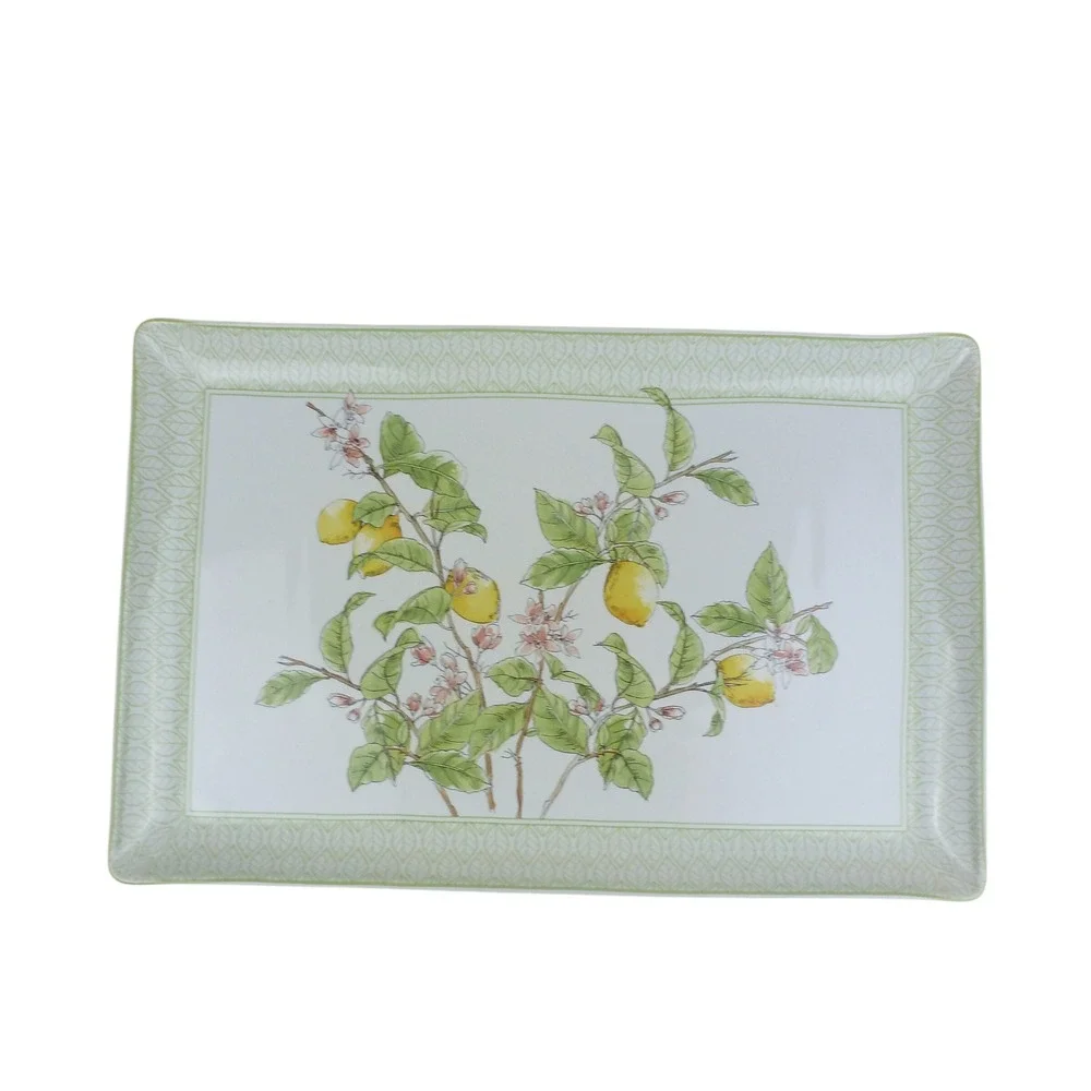 Williams Sonoma Citron Rectangle Platter Tray Lemon Botanical Made in Portugal‎